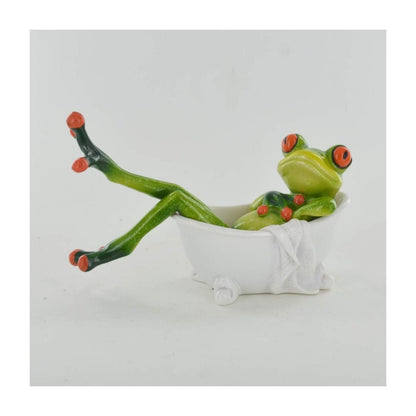 Comical Frogs Bath Tub Small Resin Figurine