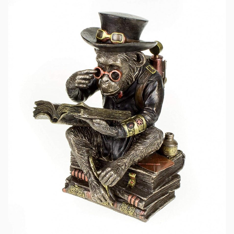 Chimpanzee Scholar Cold Cast Bronze Nemesis Now Darwinism Steampunk