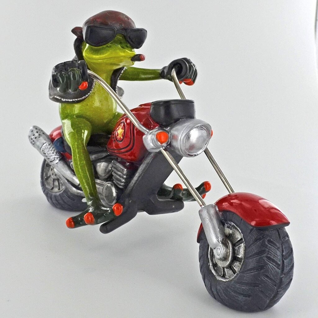 Comical Biker Frog Small Resin Figurine