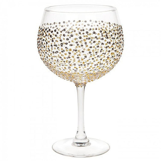 Sunny By Sue Hand Decorated Gold & Silver Dot Gin Glass