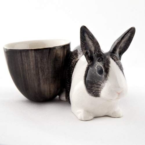 Grey & White Dutch Rabbit with Egg Cup