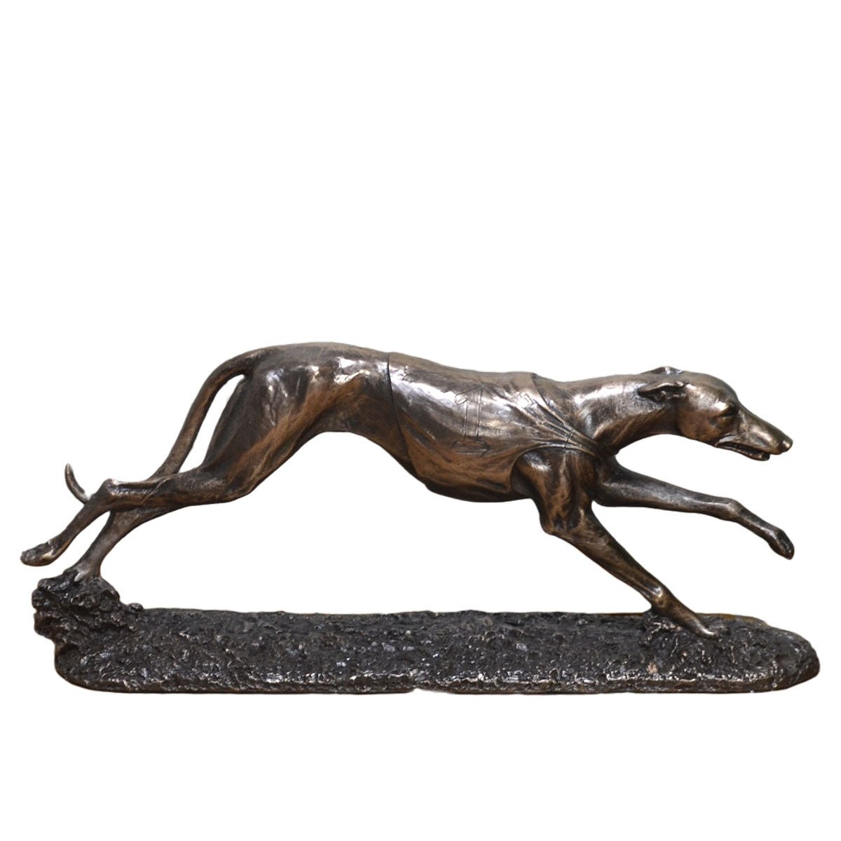 Single Racing Greyhound Figure Cold Cast Bronze