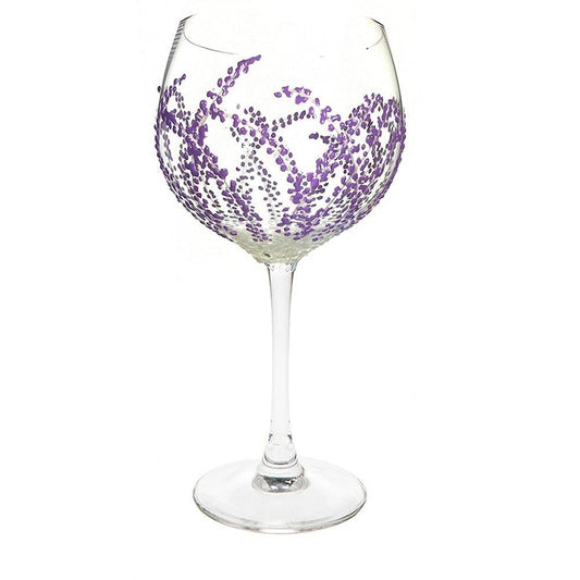 Sunny By Sue Hand Decorated Purple Heather Gin Glass