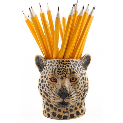 Ceramic Leopard Face Pencil Pot Quail