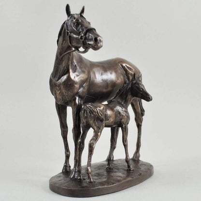 Mare Foal Horse Figure David Geenty Signed Cold Cast Bronze
