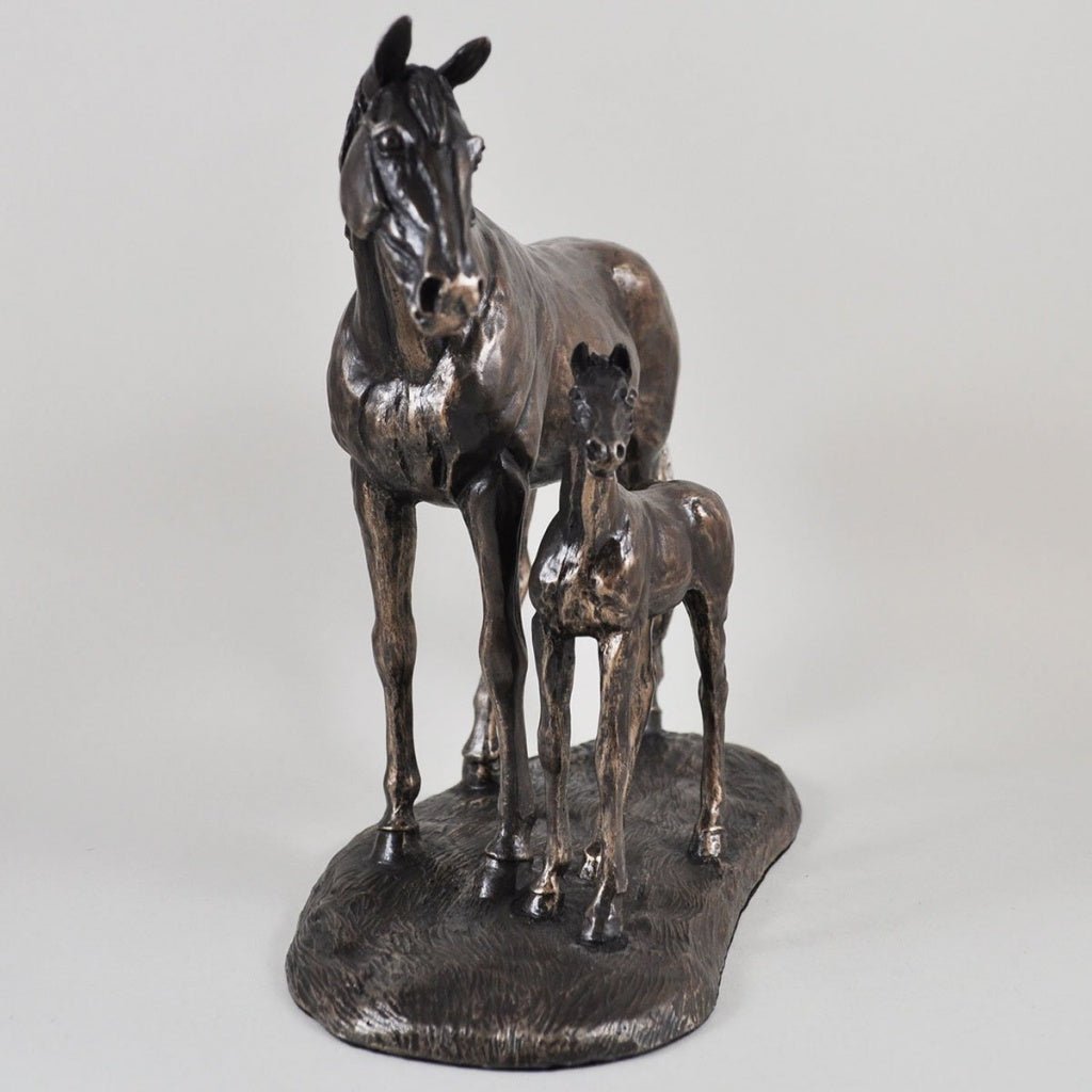 Horse Figure Signed Harriet Glen Cold Cast Bronze Mare & Foal
