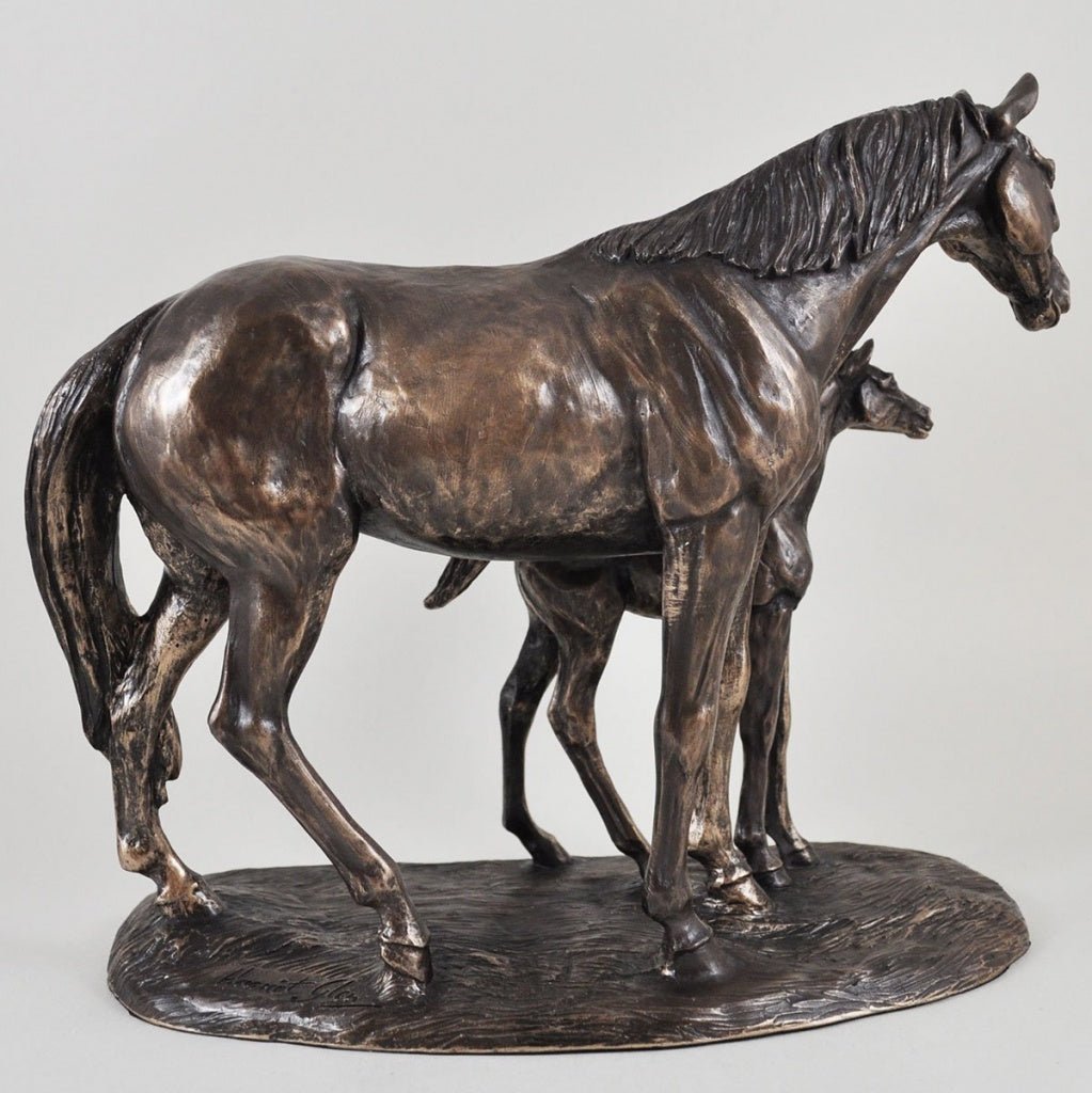Horse Figure Signed Harriet Glen Cold Cast Bronze Mare & Foal