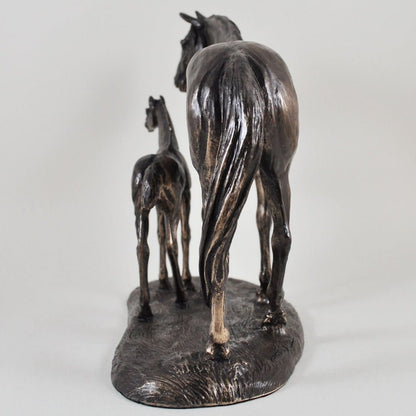 Horse Figure Signed Harriet Glen Cold Cast Bronze Mare Foal