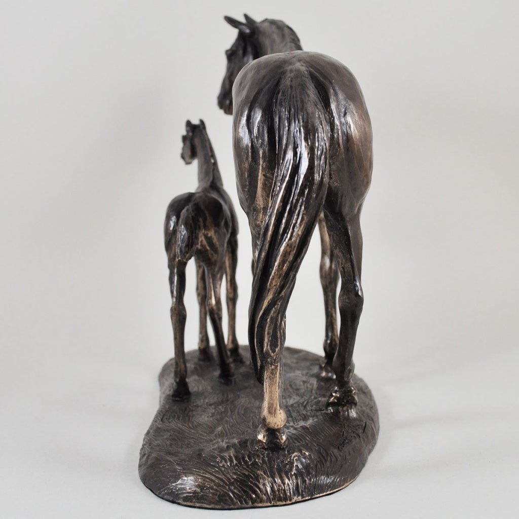 Horse Figure Signed Harriet Glen Cold Cast Bronze Mare & Foal