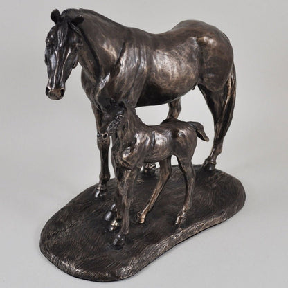Horse Figure Signed Harriet Glen Cold Cast Bronze Mare Foal