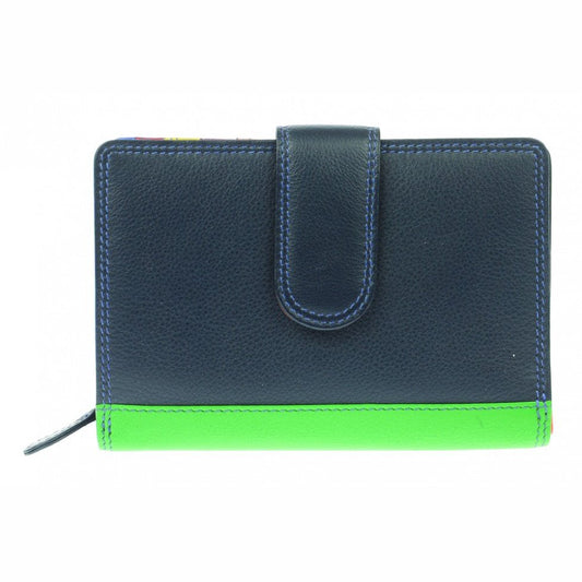 Leather Flap Over Tab Purse Cards & Cash Midnight Colour