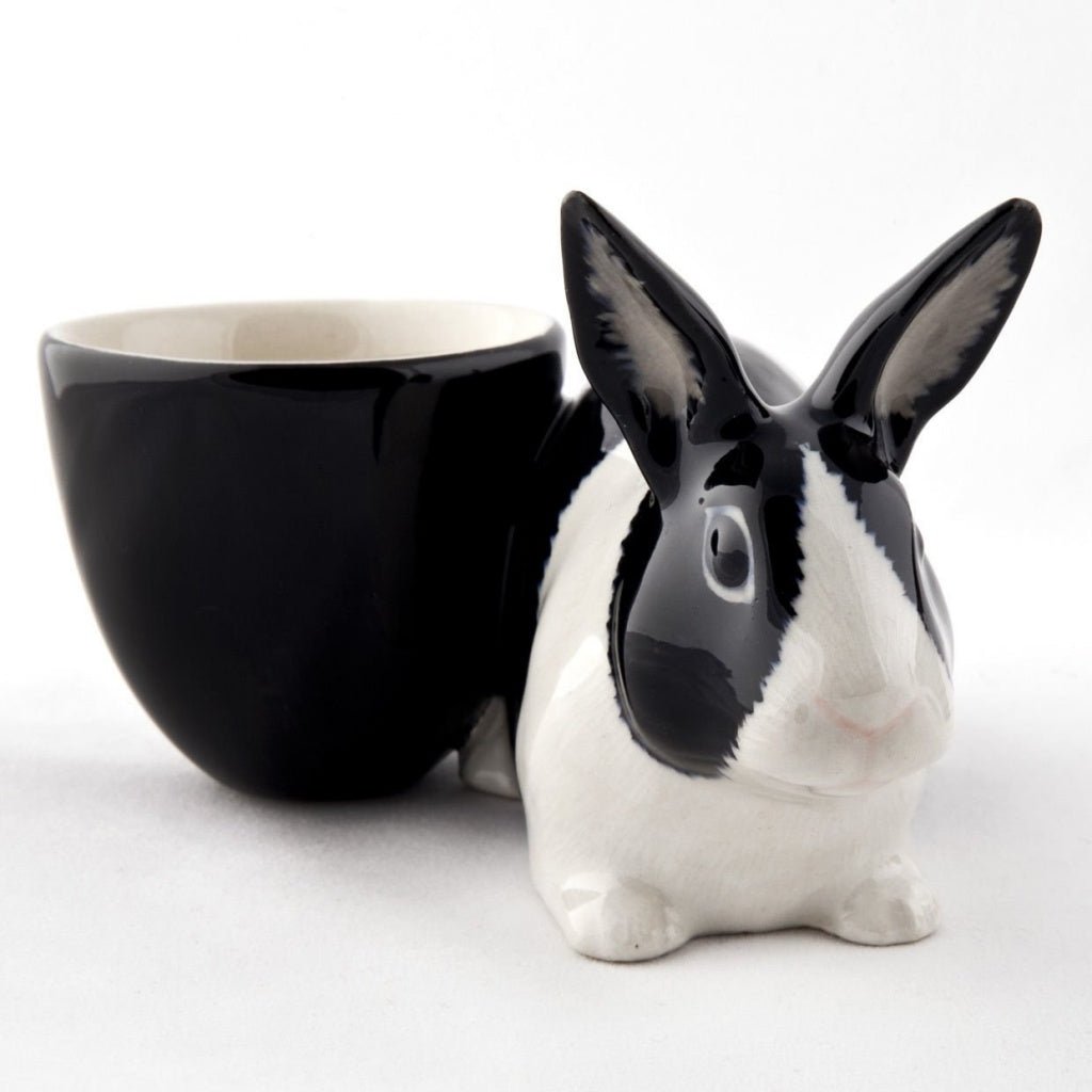 Black White Dutch Rabbit Egg Cup Quail