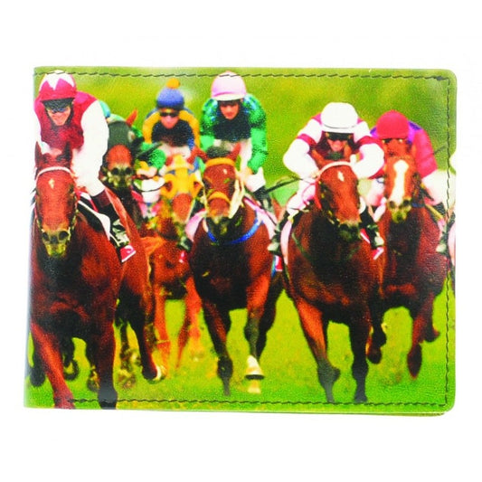 Golunski Retro Gents Leather Card Wallet with Horse Racing Design