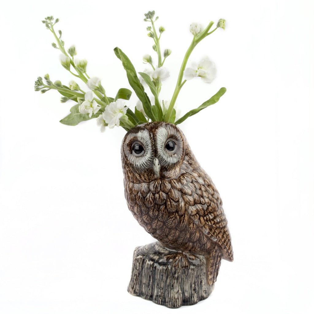 Ceramic Tawny Owl Flower Vase Quail