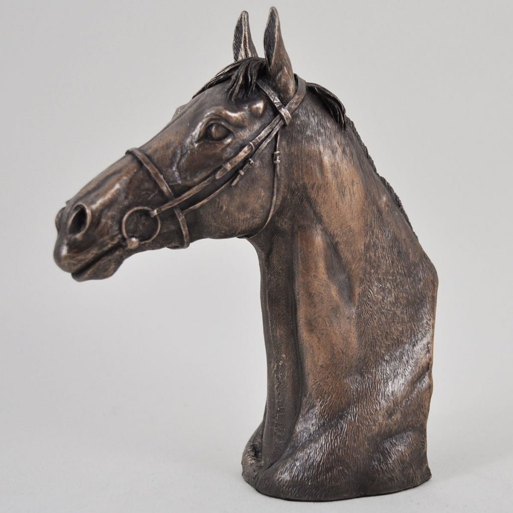 Horse Head Figure David Geenty Signed Cold Cast Bronze Thoroughbred