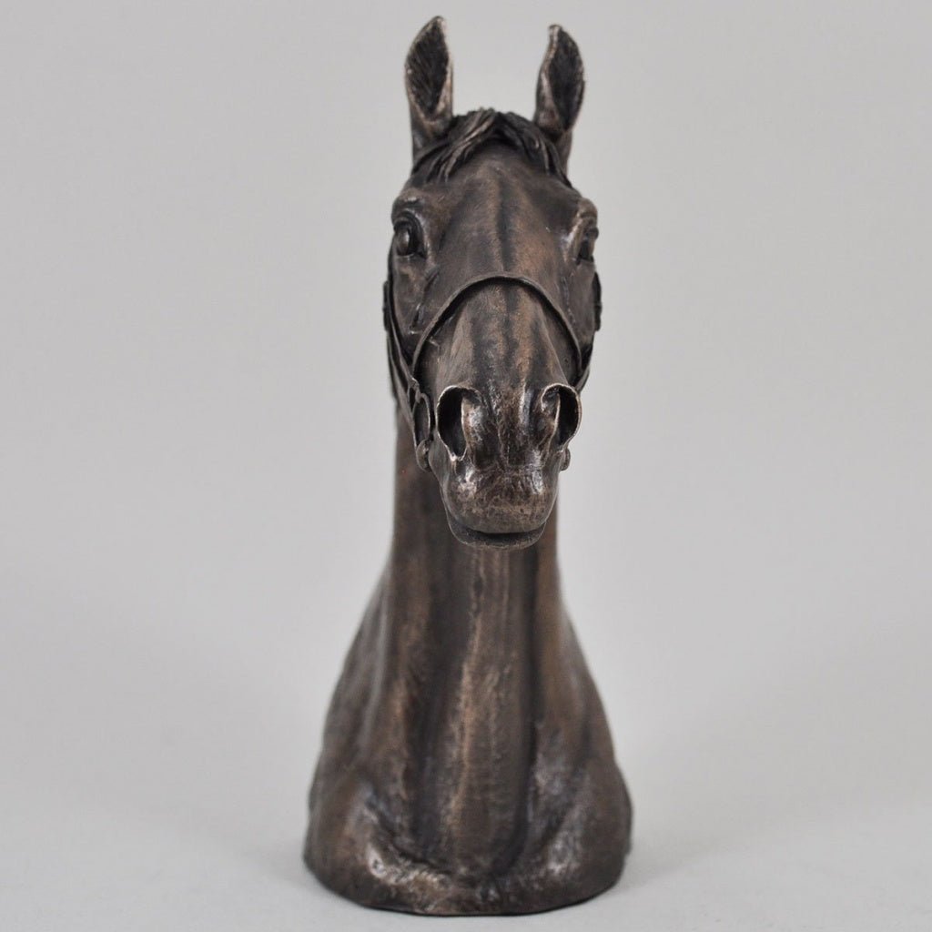 Horse Head Figure By David Geenty Signed Cold Cast Bronze Thoroughbred