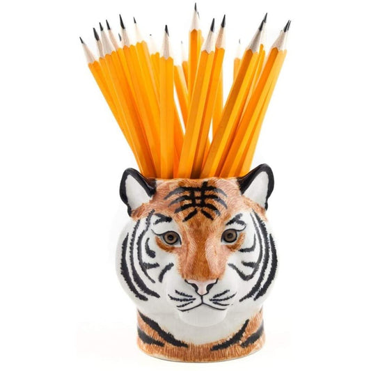 Ceramic Tiger Face Pencil Pot Quail