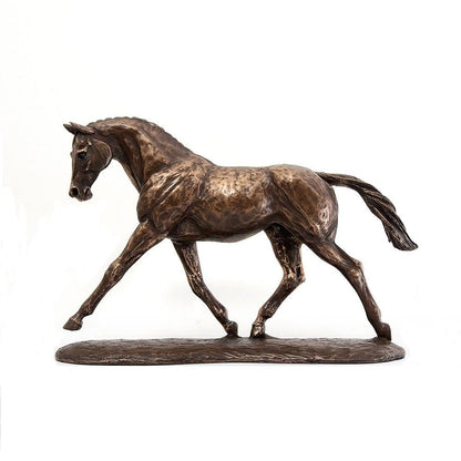 Horse Figure Signed Harriet Glen Cold Cast Bronze Trotting Warmblood