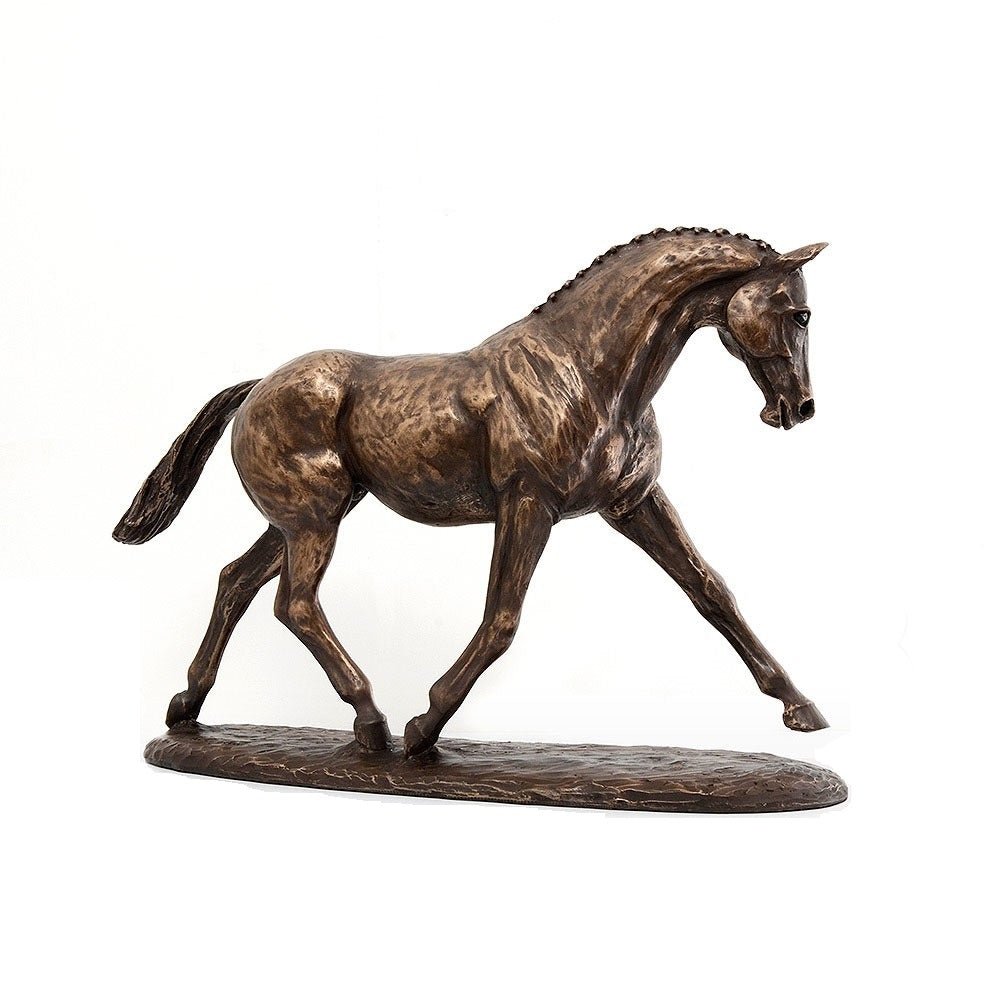 Horse Figure Signed Harriet Glen Cold Cast Bronze Trotting Warmblood